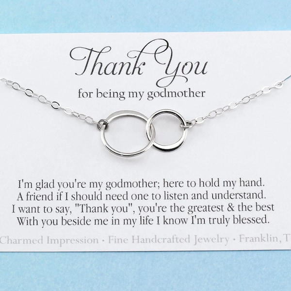 Gift for Godmother Necklace • Godmother Gifts from Goddaughter Godchild • Silver Necklace • Faith Jewelry • Thank You for Being My