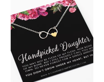 Handpicked Daughter • Gift for Stepdaughter • Sterling Silver Necklace • Infinite Love • Bonus Daughter • Infinity Heart • Adopted Child