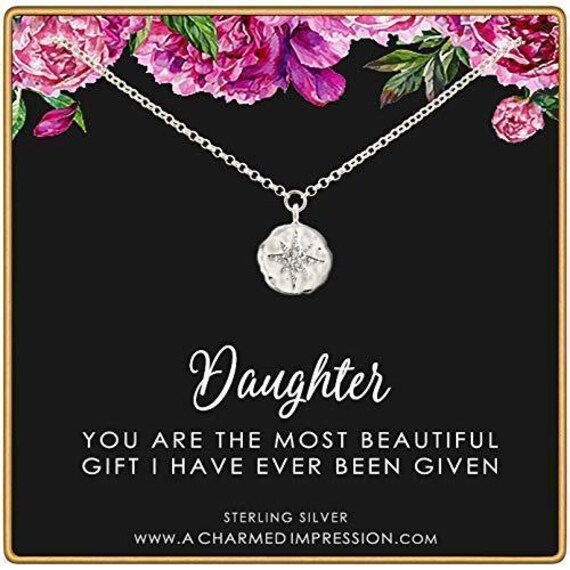 Sterling Silver Starburst Necklace: CZ Diamond Daughter Gift