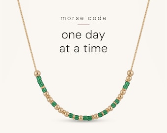 Sobriety Anniversary | One Day at a Time Morse Code Necklace | Sobriety Gift for Her | Hard Times Gift | Sober Necklace | Sobriety Jewelry