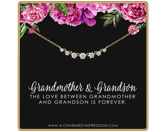 Gift for Grandma Necklace • Grandmother Gifts from Grandson • Intentional Gift from Grandchild • Infinite Love • Mother's Day •