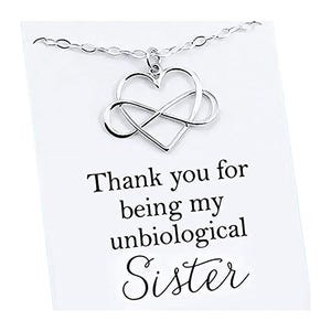 Sterling Silver Infinity Heart Necklace: Unbiological Sister Gift