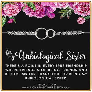 Sterling Silver Unbiological Sister Bracelet: Infinity Circle Friendship Gift
