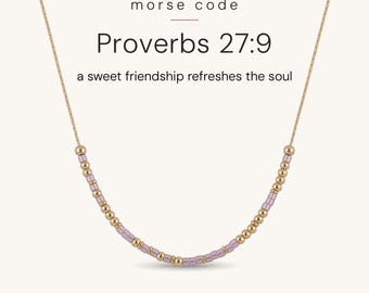 A Sweet Friendship Refreshes the Soul Necklace | Proverbs 27:9 Morse Code Jewelry | Christian Best Friend Gift | Faith Necklace for Her