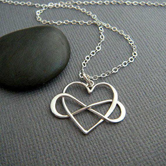 Stepmom Stepdaughter Gift: Sterling Silver Infinity Heart Necklace