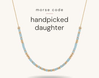 Handpicked Daughter | Morse Code Necklace | Daughter Necklace | Gift for Her | Bonus Daughter Jewelry | Adult Adoption Gifts