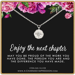 Enjoy the Next Chapter • Congratulations Retirement or Promotion Gift • 925 Sterling Silver • Diamond Starburst Necklace • Service