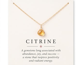 Natural Citrine Necklace | November Birthstone Necklace | Citrine Pendant | Sterling Silver / 14k Gold Filled Chain | Christmas Gift for Her