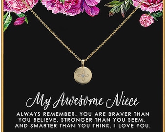 Awesome Niece Gifts • Niece Necklace • Christmas Birthday Gift for Girls • Sterling Silver • Heart Charm Necklace • Gifts for