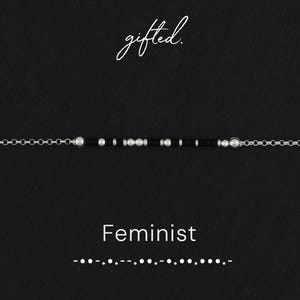 Individuelles Morsecode-Armband, feministisch | Geschenk für Frauenrechte und Empowerment | Schmuck mit versteckter Botschaft