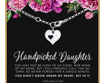 Sterling Silver Heart Bracelet: Stepdaughter Gift