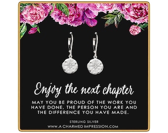 Retirement Gift for Women • Enjoy the Next Chapter • Diamond Starburst Earrings • Congratulations • You'll be Missed • Be Proud