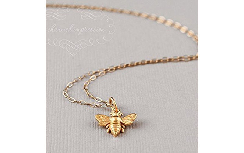 14K YELLOW GOLD BEE CHARM ON 18