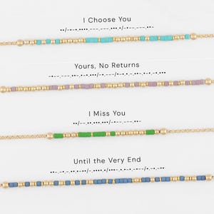 Wife Birthday Gift | Custom Name Date Quote | 14k Gold Fill & Sterling Silver | Custom Morse Code Bracelet for Women | Gifts for Girlfriend