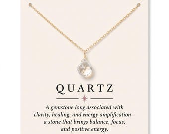 Clear Quartz Necklace | Crystal Pendant | Sterling Silver / 14k Gold Filled Chain | Protection Necklace | Minimalist Necklace