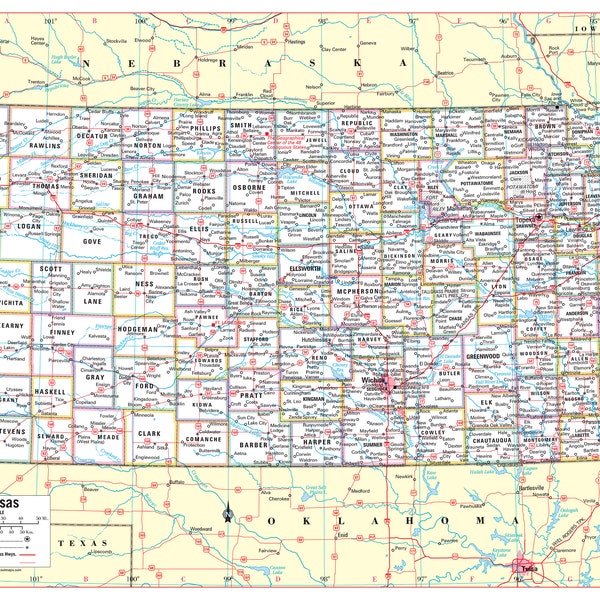 Large Kansas Map Decor Etsy