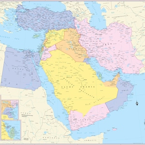 Middle East Map Wall Poster