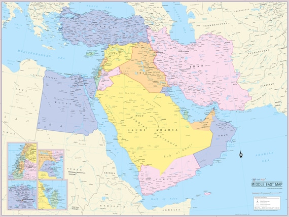 Carte Moyen Orient plastifiée  Cartes France et monde murales