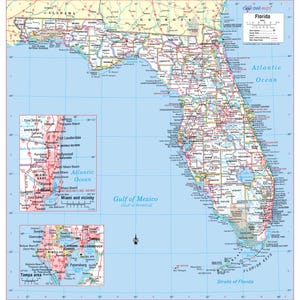 Florida State Wall Map Large Print Poster