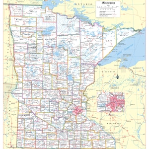 MINNESOTA State Wall Map Large Print Poster