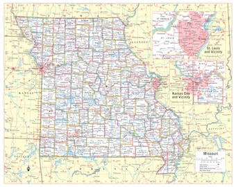 Missouri State Wall Map Large Print Poster - 24"x30"