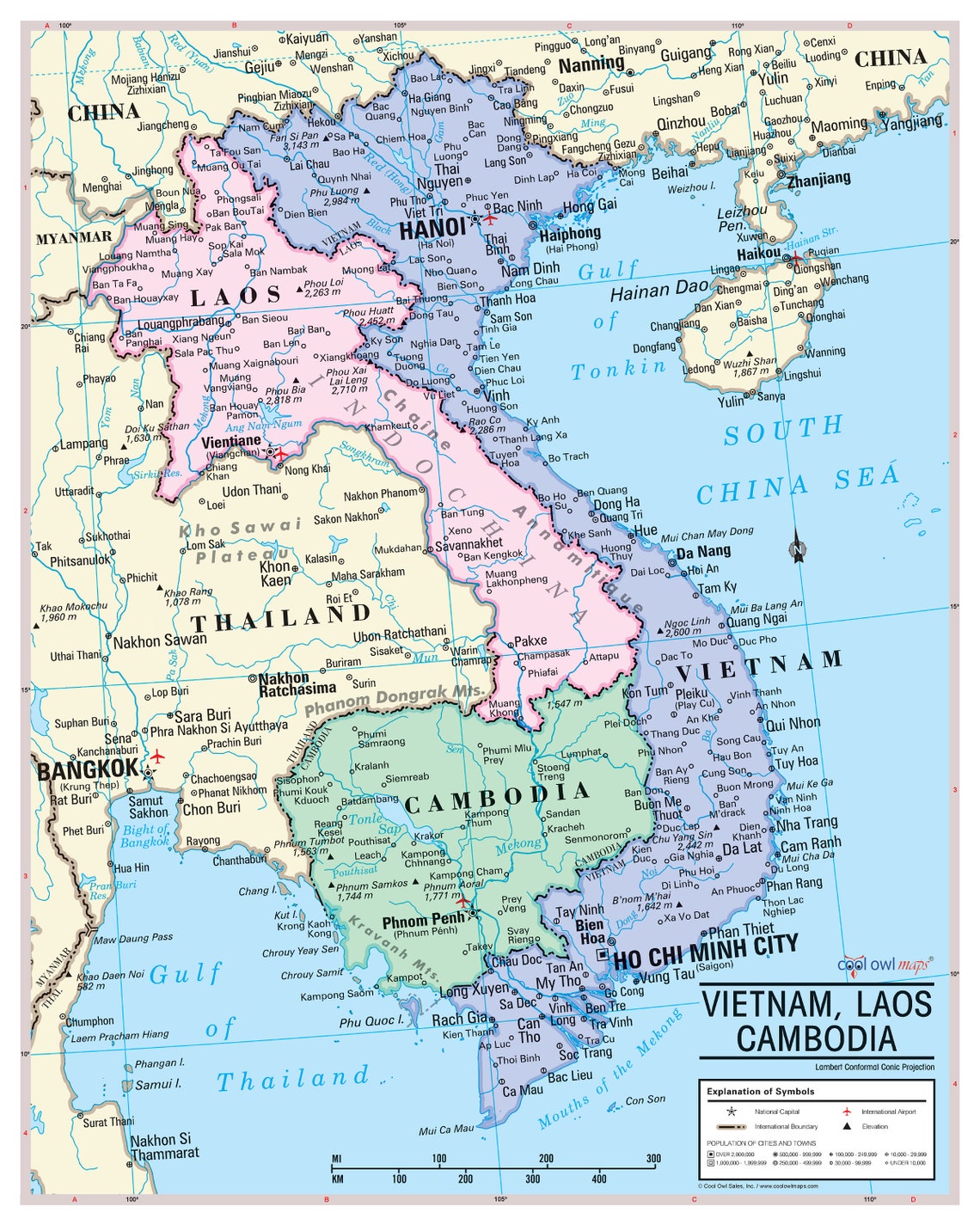 French-indochina Vietnam Laos Cambodia Wall Map Poster - Etsy