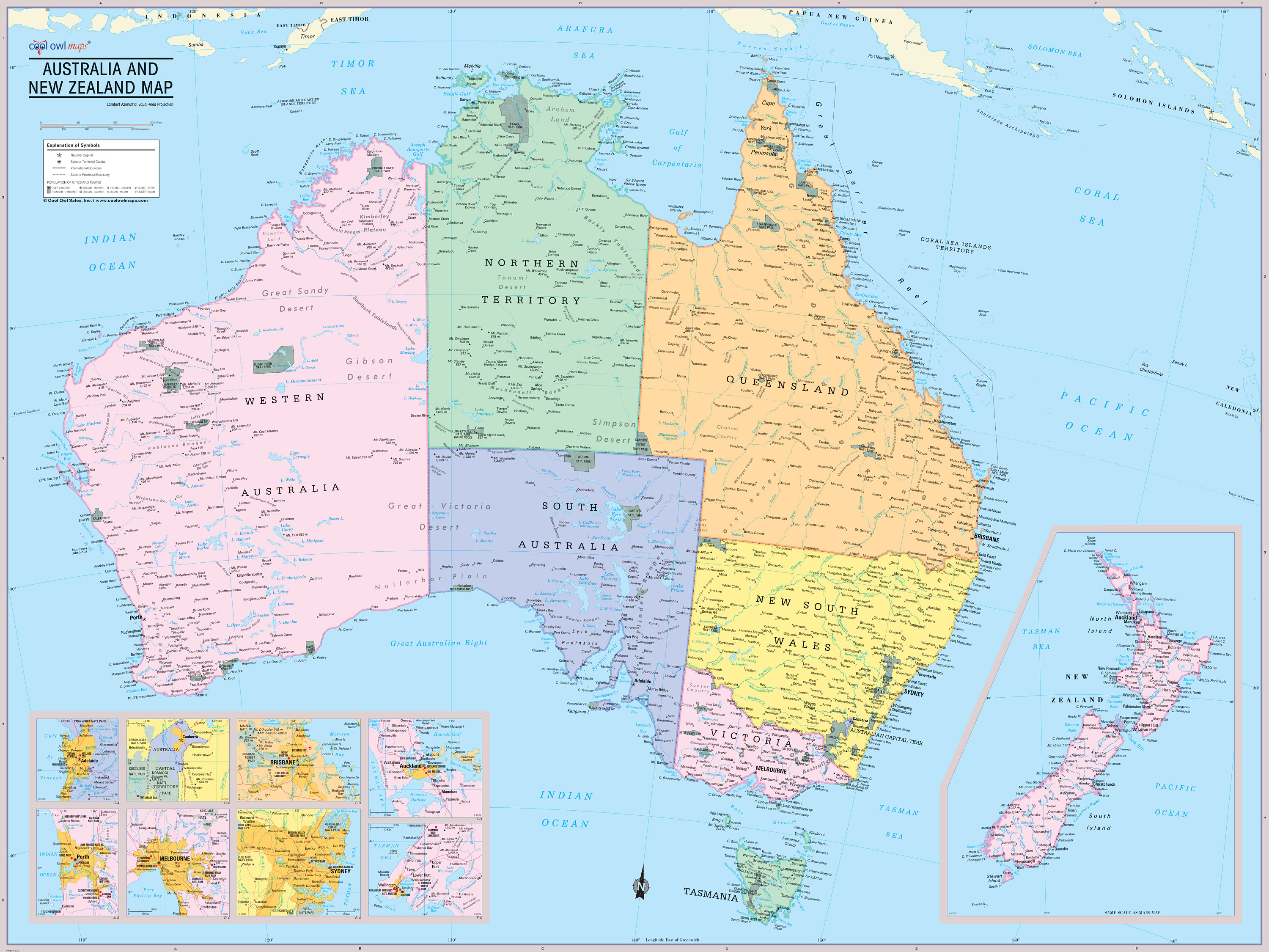 Australia and New Zealand Map Wall Poster 2022