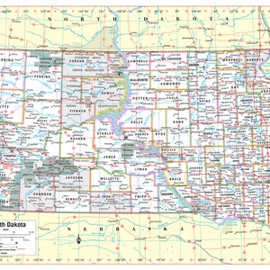 SOUTH DAKOTA State Wall Map Large Print Poster - 32&quot;Wx24&quot;H