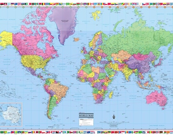WORLD MAP Poster Size Wall Decoration Large Map of The World 40" x 28" D01 WORLD MAP Poster Size Wall Decoration Large Map of The World 40" x 28" D01