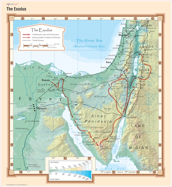 Exodus From Egypt Map The Exodus Wall Map Bible Poster - Etsy Österreich