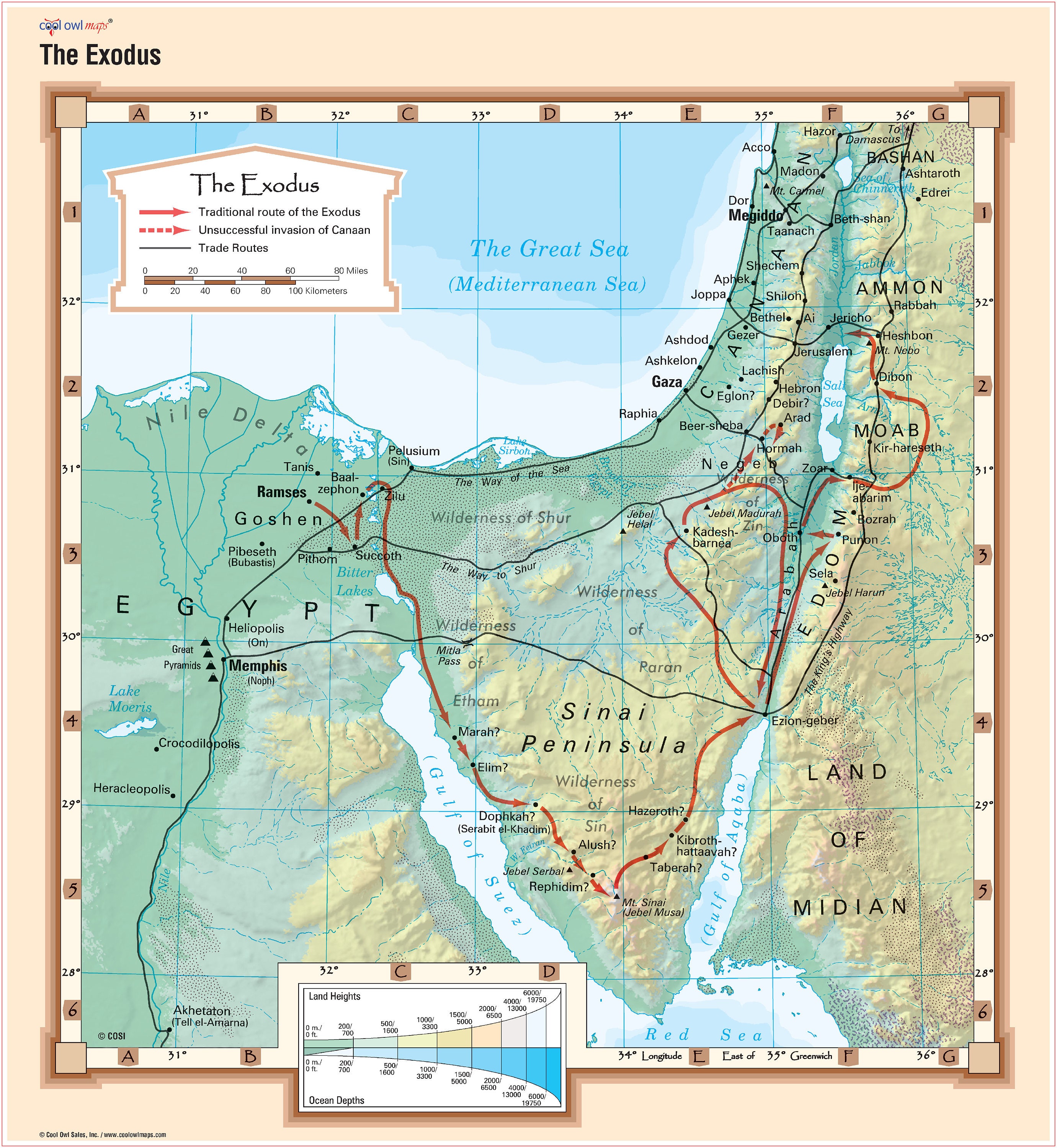 The Exodus Wall Map Bible Poster Etsy