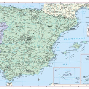 Spain and Portugal Wall Map Poster