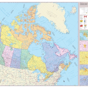 Canada Map Wall Poster 32&quot;Wx24&quot;H