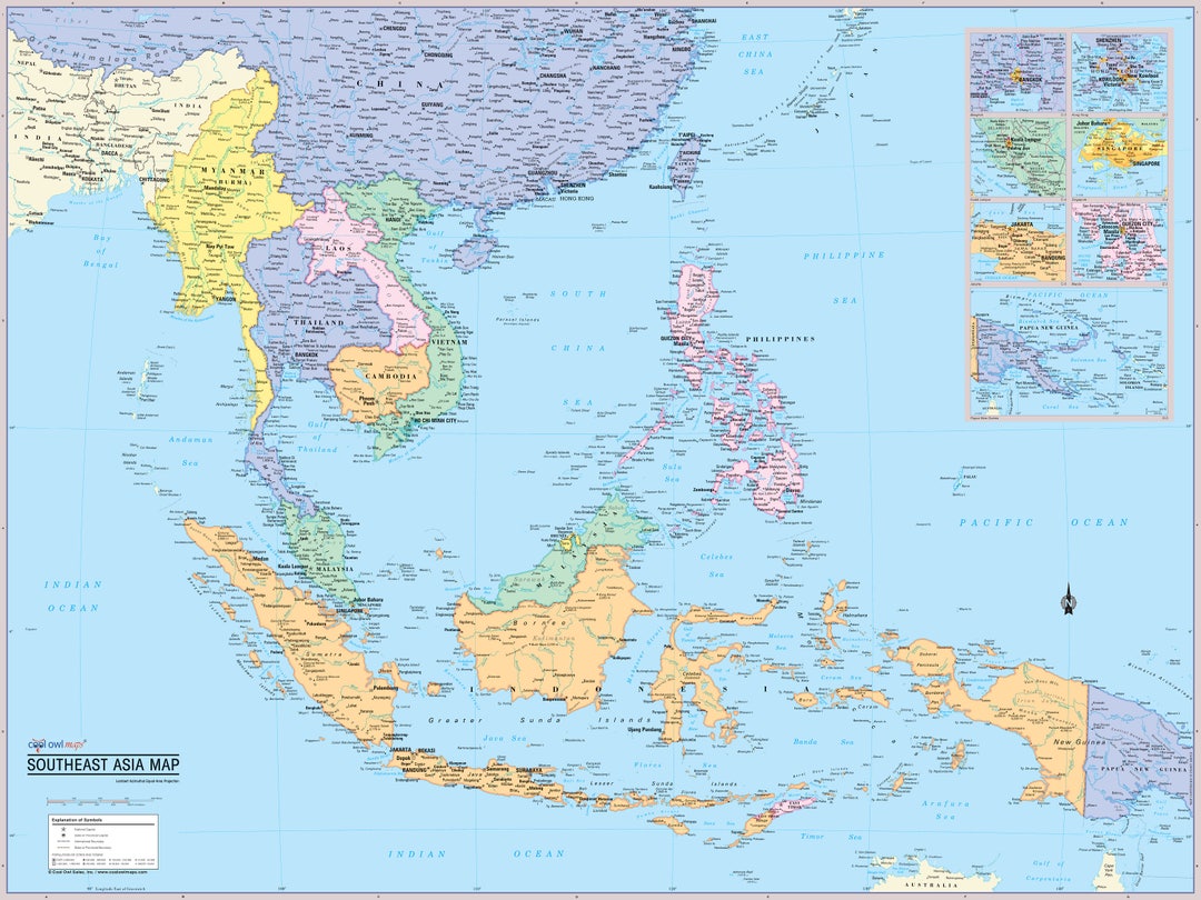 Southeast Asia Region Wall Map Poster - Etsy