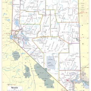 Nevada State Wall Map Large Print Poster - 24&quot;x30&quot;