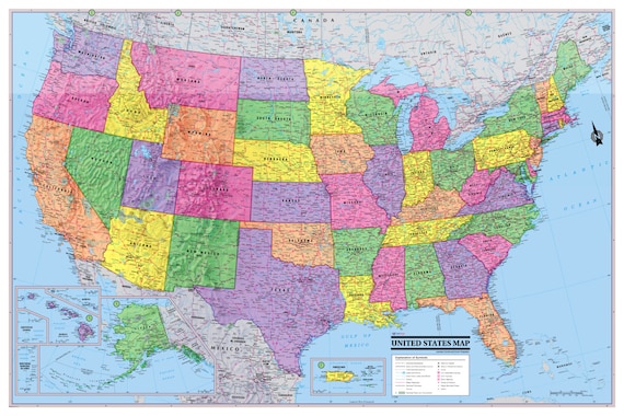  Louisiana Physical Poster Map - 24 x 24 inches - Paper  Laminated : Office Products