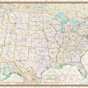 UNITED STATES Executive wall map USA Poster - Rolled Laminated or Paper