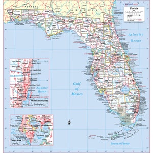 Florida State Wall Map Large Print Poster