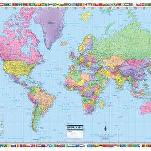 WORLD Wall Map Poster - Rolled paper or laminated