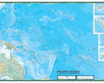 Pacific Ocean Wall Map Poster