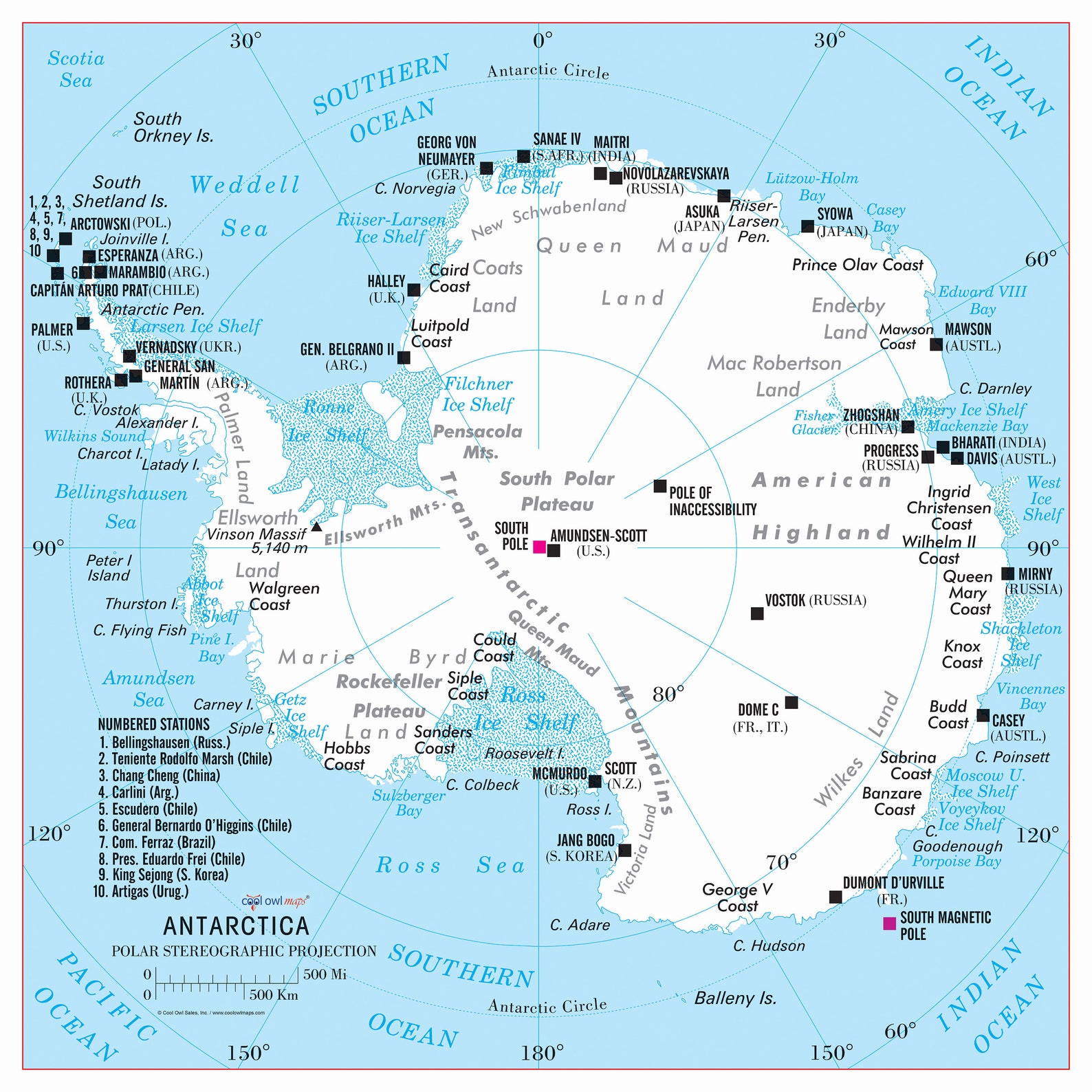 Antarctica Continent Map Wall Poster - Etsy
