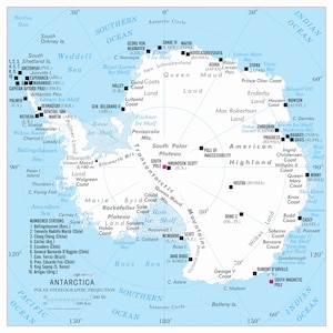 Antarctica Continent Map Wall Poster