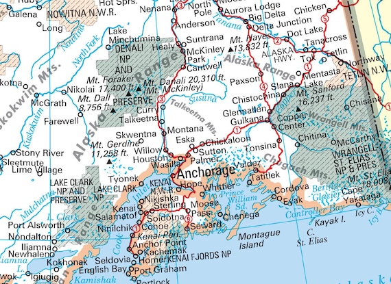 Alaska State Wall Map Large Print Poster - 24