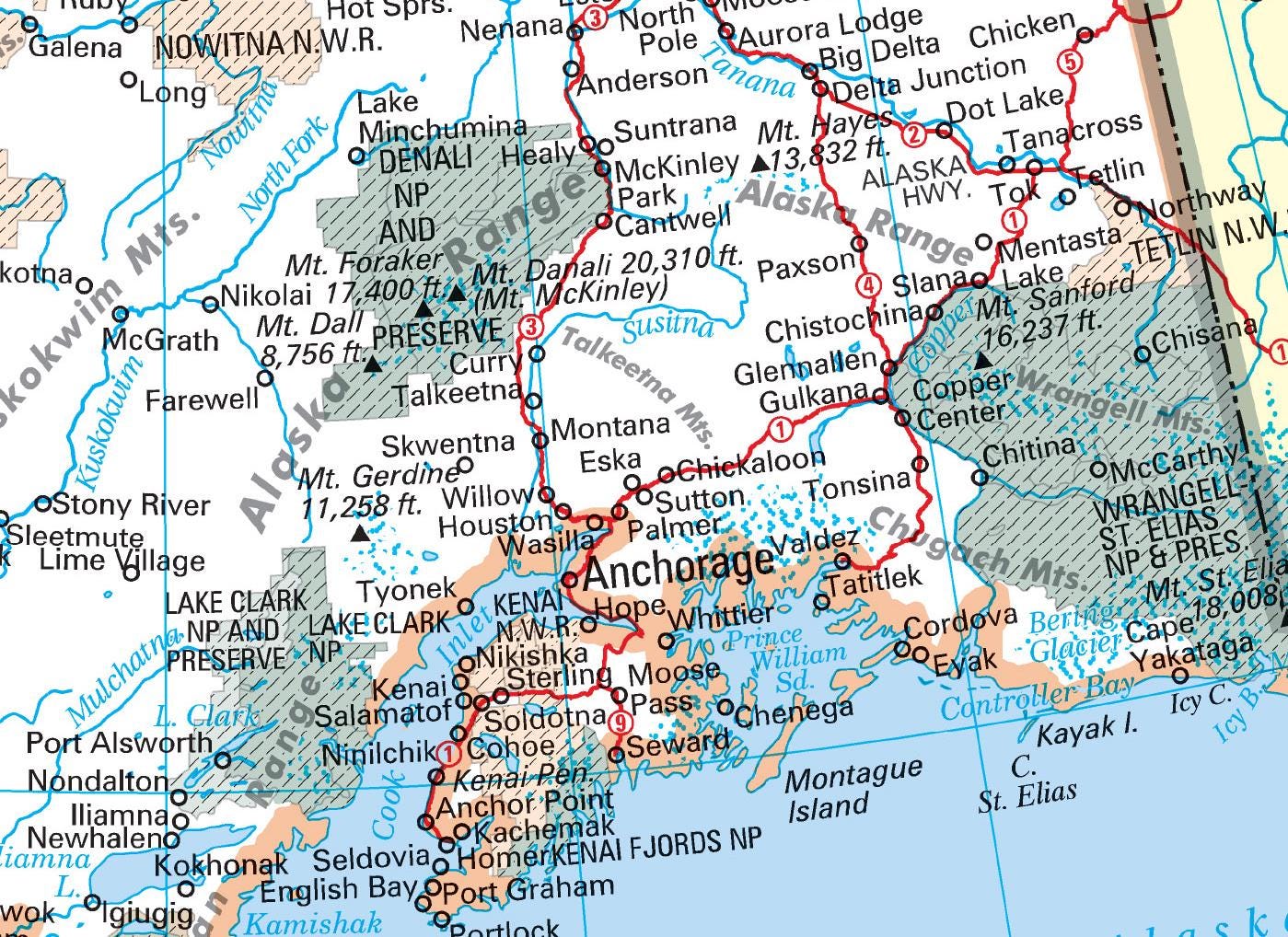 Alaska State Wall Map Large Print Poster - 24