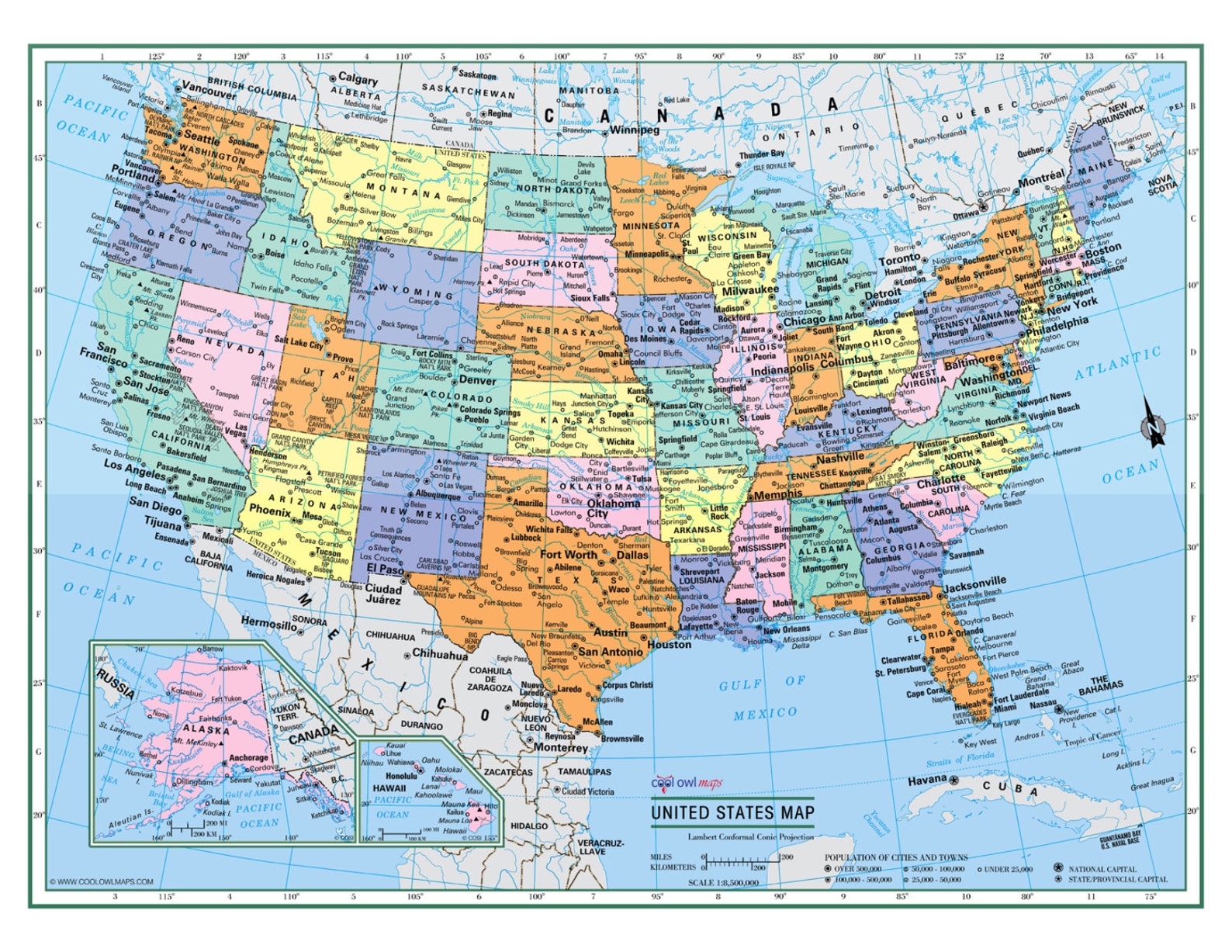 United States Wall Map Usa Poster Large Print Etsy