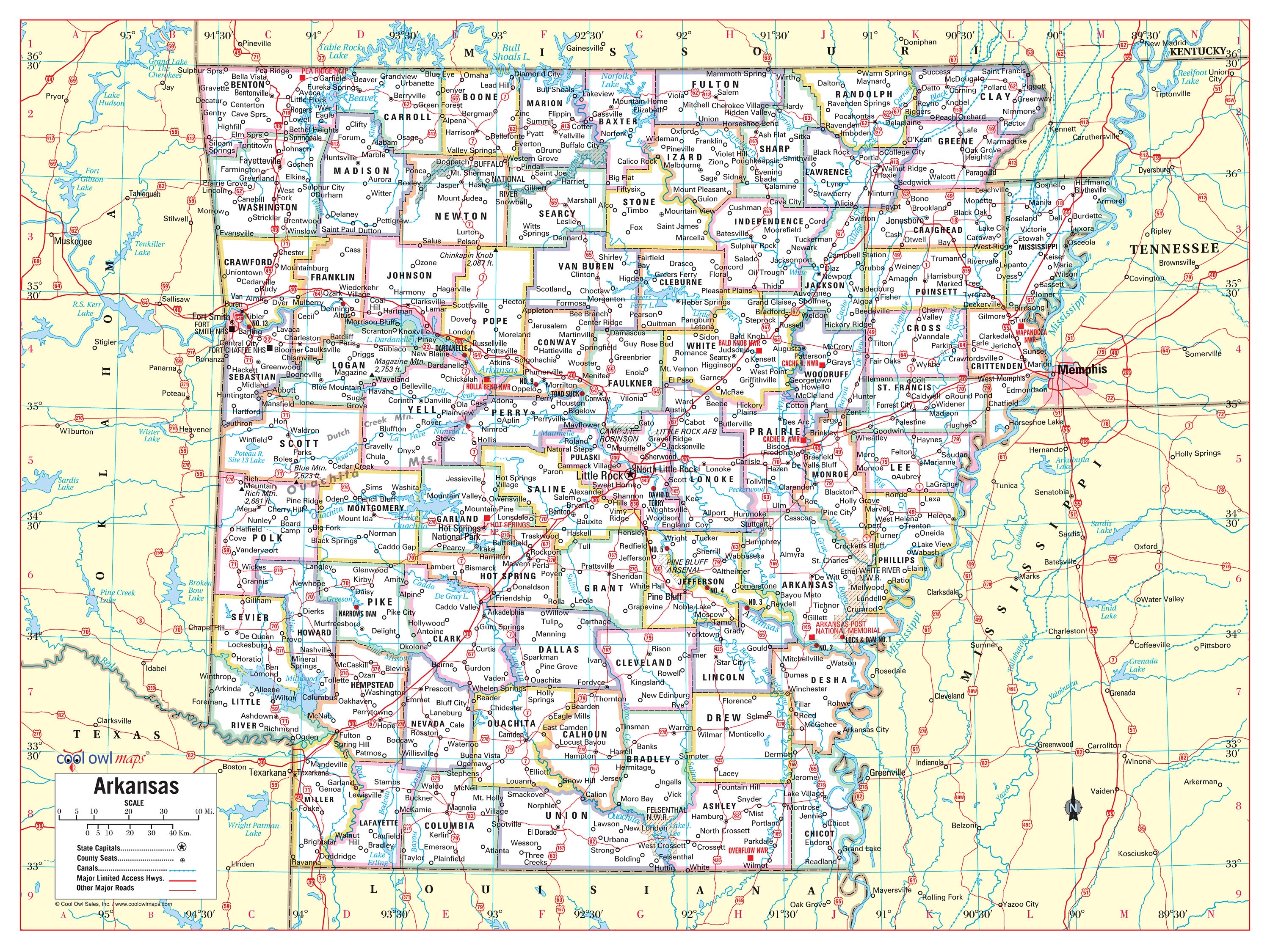 Arkansas State Map With Cities Arkansas State Wall Map Large Print Poster - Etsy Österreich