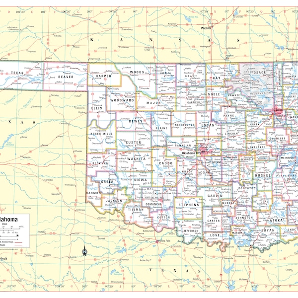 Oklahoma Map - Etsy