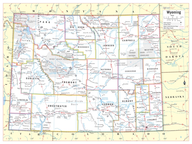 Wyoming State Wall Map Large Print - Il 794xN.1961064799 A4xq 