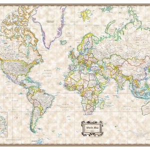 World Wall Map Classic Executive Poster - 36"x24" Rolled Paper or Laminated