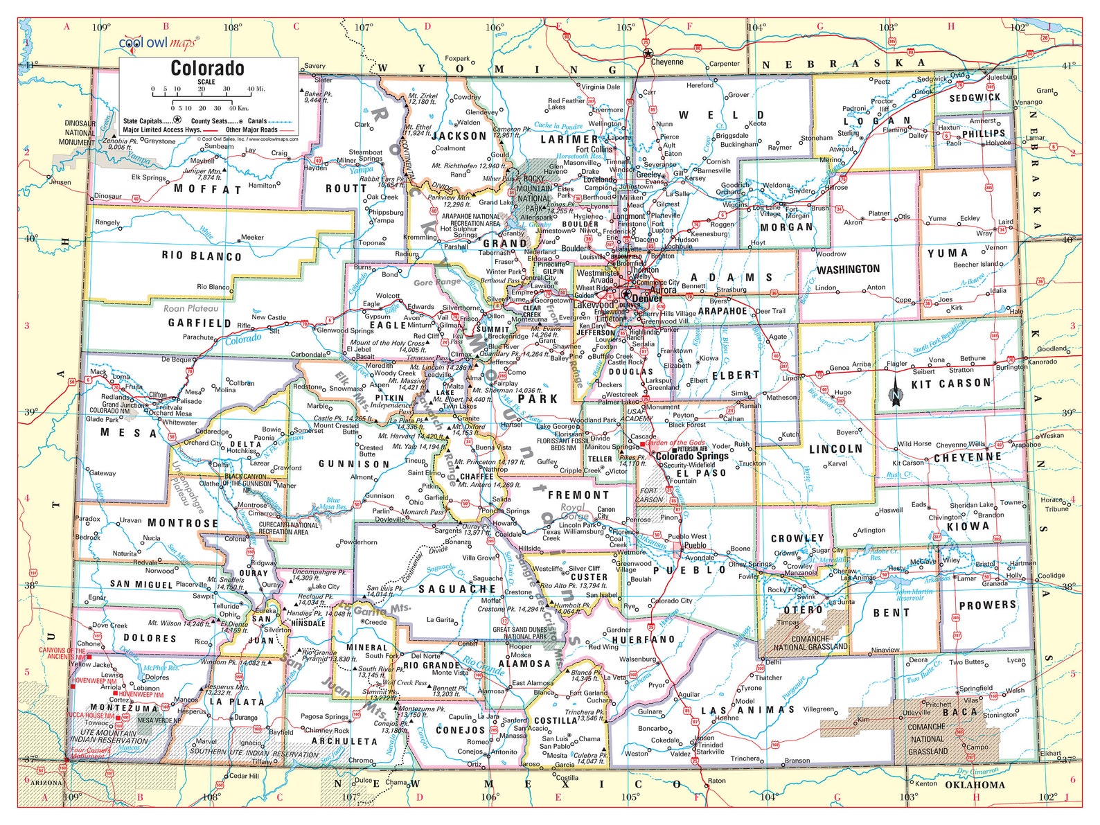 Colorado State Wall Map Large Print Poster - Etsy